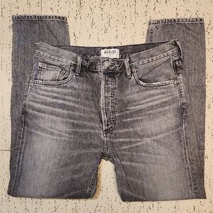Agolde Los Angeles Grey Light Fade Straight Tapered Fit Denim Jeans
